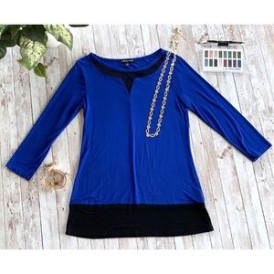 Cable & Gauge Blue Black Color Block Tunic, EUC, S
